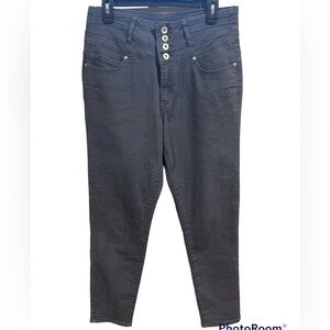 RED BLUE DENIM Stretch High Waist Button Detail Skinny Jean Gray Size 15/16‎